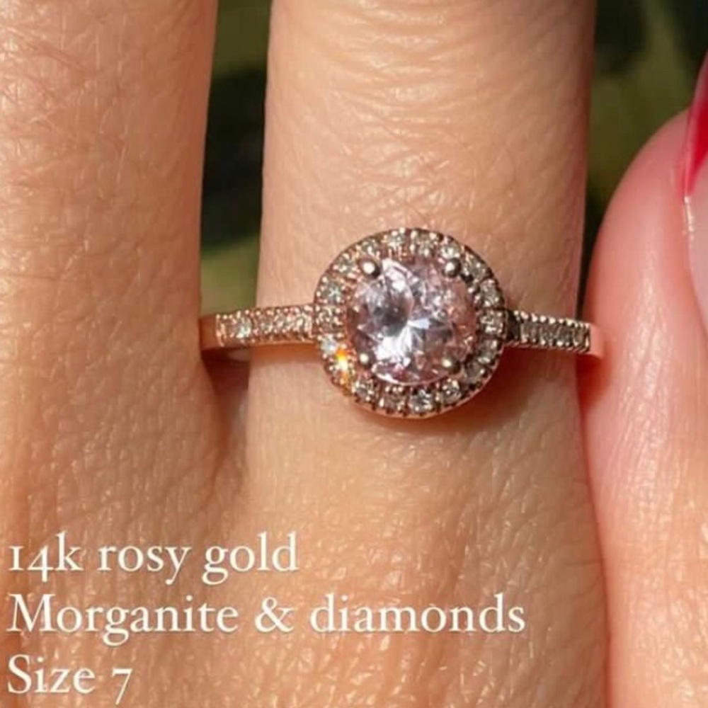 14k rose gold and morganite cocktail or engagement ring 7